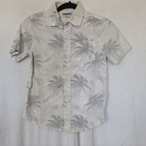 Tony Hawk Gray Casual Button Down Shirt with Palm Print
